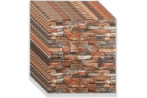 ZOEGNEER 10 paneles de espuma suave 3D de 35 x 30 cm, autoadhesivos, azulejos de piedra, ladrillo, azulejos de pared, paneles de espuma suave (rojo ladrillo)