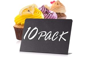IRICUS 10 Piezas Mini Letreros de Pizarra de Pie - Negro Pizarras Pequeñas Letrero Rectángulo Etiquetas Alimentos - Decoración De Bodas - Carteles para Precios - Etiquetas para Mesas Pequeñas