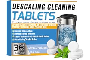 Erigathe Water Bottle Cleaning Tablets 36PCS, Kettle Descaler Tablets Individually Packed, for All Stainless Steel, Flasks, Plastics and Glass Drinking Containers