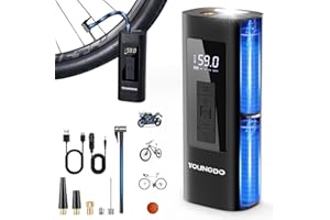 ‎YOUNGDO Elektrische Luftpumpe, YOUNGDO Fahrradpumpe, Luftpumpe Fahrrad 150PSI, Akku Kompressor 6000mAh, Fahrradpumpe alle Ventile für Fahrrad, Motorrad, Auto