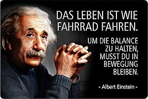 Schatzmix R0782 Spruch Einstein Das Leben ist wie Fahrrad Metallschild Wanddeko 20x30,cm tin Sign Blechschild, Blech, Mehrfarbig
