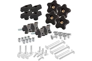 POWERTEC 71174 T Track Knob Kit, 5/16-18 Threaded Bolts and Washers, 46 Piece Set, T Slot Bolts, T Track Accessories for Woodworking Jigs and Fixtures