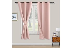 XWZO Blickdichte Vorhänge Verdunklungsvorhänge mit Ösen 2 Stücke Gardienen mit Raffhalter Lichtundurchlässige Vorhänge für Schlafzimmer,WonhzimmerBüro, 183x117 cm, Hellpink