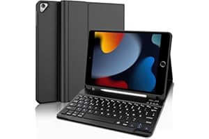 ‎ZABATOCO Zabatoco Tastatur Hülle für iPad 9.Generation 10.2 Zoll, QWERTZ TastaturHülle mit Stift Halter Wireless Abnehmbare Tastatur für iPad 10.2 (9/8/7 Gen 2021/2020/2019, iPad Air 3, iPad Pro 10.5), Schwarz