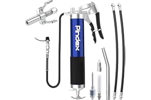 Pindex Grease Gun with Coupler, Heavy Duty Pistol Grip Grease Gun Set with Grease Injector Needle,fit for 400g Cartridge with Fitting End Nozzle Hose