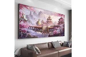 Instarry DIY 5D Diamond Painting Kit Completo Paesaggio di Fiori di Ciliegio Paint by Numbers Aesthetic Room Decor 100x50 cm