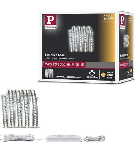 Paulmann MaxLED 70553 Ruban LED 2,5m Blanc Lumière Du Jour 6500K 29W 2750lm IP44 - Intensité Variable