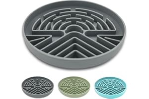 Lesipee Ciotola per cani di taglia grande e piccola, anti-soffocamento, con base antiscivolo, interattiva, per mangiare lentamente, in silicone, per cuccioli e gatti (beige)