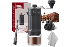 HOTUT Precyzyjny Ręczny Młynek do Kawy, 40-Stopniowa Regulacja Ślimaka Ceramicznego, do Domowego Espresso, French Press i Drip Coffee