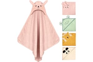 VOBUKE Baby Hooded Towels Blanket Extra Large Cotton Shower Beach Bath Towel Ultra Absorbent Personalised Kids Poncho Towel Organic Wearable for Newborn, Babie, Toddler, Infant 90x90cm, 0-5 Years