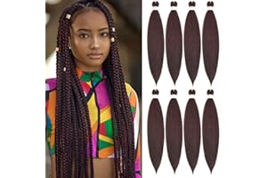 SOKU Couleur Vin Foncé Pré-étiré Crochet Tissage 76cm 8 Faisceaux Naturel Doux EZ Tresses Professionnel Yaki Droite Faisceaux Synthétiques pour Femmes Noires…