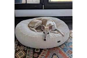 EDEL&SCHNELL Hundebett Wechselbezug in hellem Beige, Ersatzbezug für runde Hundebetten 125 cm, Bezug aus weichem Baumwoll-Cord-Stoff