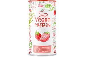 ALPHA FOODS Proteína Vegana - Sabor a FRESA 600gr - Proteína Vegetal de Guisante, Arroz, Altramuz y Semillas Germinadas - Vegan Protein - Alto Contenido en Proteínas