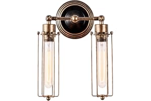 GLADFRESIT Lampa ścienna w stylu retro, regulowana, metalowa lampa ścienna w stylu vintage, z tubą Light Shade rustykalna, do domu, sypialni, salonu, stołu jadalnego (bez żarówek) (bez żarówek) (olej z brązu, 2