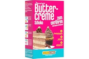 ‎DECOCINO Decocino Buttercreme Schoko 250g -fertige Buttercreme Mischung im Schoko Geschmack, ideal für Torten, Kuchen und Cup Cakes, Topping, Motivtorten, Frankfurter Kranz, Geburstag, Hochzeit