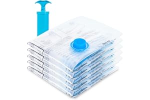 aonova Vacuum Storage Bags, 5-Pack Vacuum Compression Zipper Storage Bags Reusable for Travel and Home with Airtight Valve and Hand Pump - Small 60x40cm