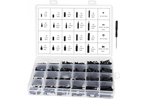 NOHJER 400PCS Black M2 M3 Male Female Nylon Hex Spacer Standoff Screw Nut Assorted Kit for Arduino Circuit Board PCB Motherboard with Plastic Box