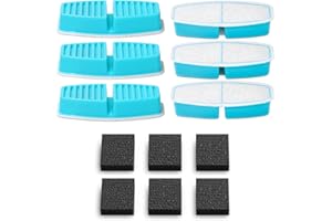 POOEKEN Oficial 12 Packs(6 Filtros + 6 Esponjas) para Fuente de Agua B3 a Batería para Gato, Filtros de Repuesto para Fuente de Gato con Filtro de Carbón Activado, Fibra Ultrafina