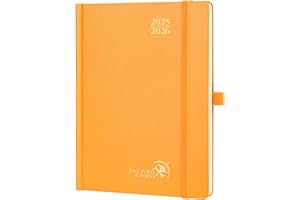 POPRUN Agenda 2025 2026 Settimanale Verticale 22 x 16,5 cm, Diario Scuola 17 Mesi da Ago.2025 a Dic.2026, Copertina Rigida, Carta Spessa da 80 GSM, Arancione