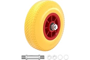 Wiltec Roue complète increvable 3.00-4 pour Diable – 260 x 75 mm – en PU/Polyuréthane – profil rainuré – Capacité de charge max. 105 kg – pour Brouette Chariot