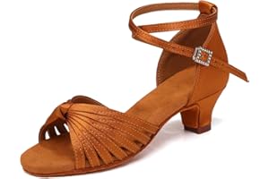 YCALCP Scarpe da Ballo Latino Americano per Bambina con Punta Aperta Scarpe da Ballo per la Pratica della Salsa Bachata