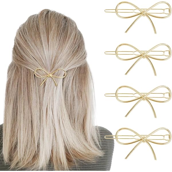 Dervivea Mini Haarspange Aus Metall – Silberne Schleife, Rutschfest, Für Pony & Kleine Haarknoten