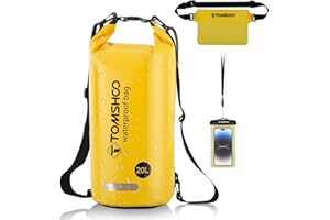TOMSHOO Borsa Impermeabile 10L/20L Dry Bag Set Zaino Impermeabile con Marsupio Impermeabile e Custodia Impermeabile per Cellulare, Sacca Stagna per Spiaggia Kayak Nuoto Pesca Rafting Canoa Campeggio