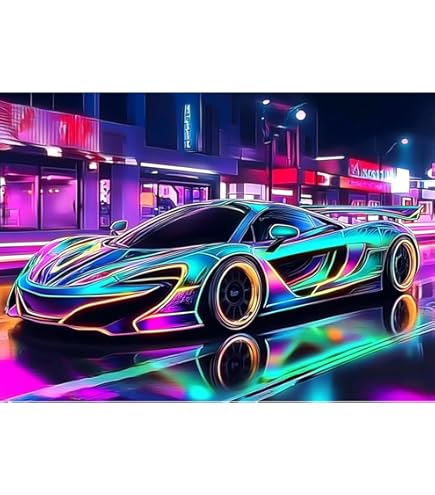 KEYIFA Voiture De Sport Diamond Painting 5D Complet, Peinture Diamant Adulte Art Accessoires, DIY Cristal Art Toile Peinture Kit Diamant Painting, Murale Décoration 30x40cm