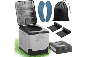 SaiXuan WC Portátil Plegable, 25L de Capacidad, Soporta hasta 150KG – Inodoro Portátil con 24 Bolsas Desechables, Bolsa de Transporte y Cojín, para Camping, Autocaravana, Senderismo