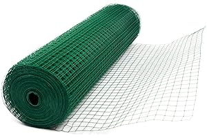 HYGRAD BUILT TO SURVIVE Green PVC Coated Welded Mesh Fence Wire for Garden Fencing Guard Barrier 4 Sizes Mesh 0.9mm Diameter Galvanized Wire Fence Roll Poultry Netting Chicken Wire Hardware Cloth 1" Squares (1.2 x 45M)