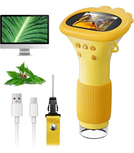 Yuning 2 En 1 Microscope Numérique + Télescope Enfant – Écran IPS 2,4”, 1000x, 8 LED, Rechargeable – Cadeau Scientifique