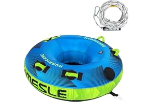 Mesle Pack Bouée Tractée Hurricane avec Corde, 1-2 Personnes, Gonflable Bouée Bateau & Jet Ski Nautique, Bouée Tractable Nautique pour Enfants & Adultes