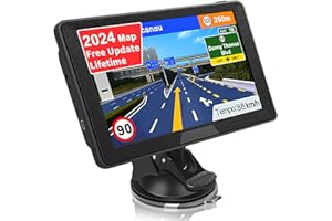 Jimwey Bluetooth UK Sat NAV for Car, 7 inch GPS Navigator 2024 UK Europe Maps, Lifetime Free Updates, Truck GPS Navigation with Handsfree Calling, Postcode, Speed Camera Alert, Lane Assist