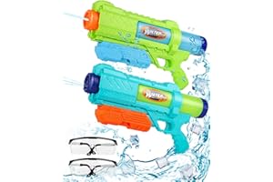 AOLIGEI Water Gun, 2 Pack Water Pistol, 1100ML Powerful Long Distance Super Water Soaker Guns for Kids Adults, 4 Spray Modes Water Blaster Toy for Swimming Pool Beach Bath Water Party Boys Girls