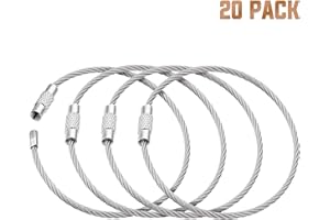 BlueCosto Wire Keychain Cable (20 PK, 17cm) - 2mm Thick Stainless Steel Keyring Wire Loops for Hanging Luggage Tags & Organising Keys