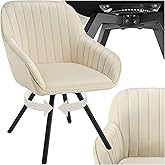 tectake&reg; Swivel Chair with Armrests, Padded, Velvet | Padded Velvet Finish, Continuous Backrest, 360&deg; Swivel with Slender Ste