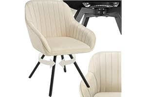 TecTake® Sillas de Comedor Giratorias con Funda de Terciopelo, Acolchada, Respaldo Continuo, Silla Dormitorio, Silla con reposabrazos, sillas nordicas, Muebles Salon Modernos - 1 Silla Crema