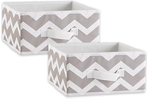 DII Fabric Storage Bins for Nursery, Offices, & Home Organization, Containers Are Made To Fit Standard Cube Organizers (11x11x5.5") Chevron Gray - Set of 2