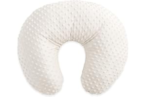 Duffi Baby - Cojin Lactancia Bebe Recien Nacido Topitos. Almohada para Mama Embarazada. Funda 100% Poliestes Súper Suave. Relleno Fibra Hueca. Diseño Topos Relieve. Color Blanco. 4107-01