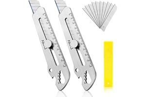 YAOZUP Cutter Lame Sécable, Cutter Professionnel Rétractable en Acier Inox avec 10 Lame Cutter(18 mm), Cutter de Précision, Robuste et Précis, Cutter pour Bureau,Maison,École,Cadeau Homme (1)