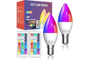 Klarlight C37 Ampoule LED Couleur B15 3W Changement de Couleur Dimmable LED Bulbs Ampoule Baillonette Led, RGB 12 choix de couleur Blanc Chaud Blanc froid