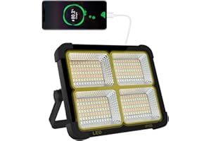 IODOO CosyEasy - Proiettore LED ricaricabile 100 W 10.000 lm, luce da lavoro, lanterna portatile con pannello solare, 16500 mAh, USB, ricaricabile, per campeggio, canto, garage, officina