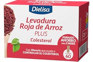 Dielisa - Levadura Roja de Arroz Plus. Complemento Alimenticio a Base de Monacolina K y con Ulmaria que Ayuda a Controlar el Colesterol - 60 Cápsulas
