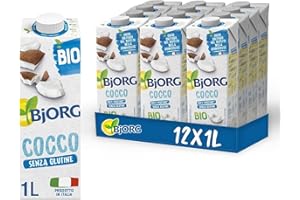 BJORG Bevanda Biologica Latte di Cocco, 100% Ingredienti Vegetale, Ottimale per Ricette Dolci, Senza Glutine, Vegan, Prodotto in Italia, 12 x 1L