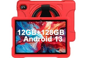 JUSYEA Tablette 10 Pouces 12Go RAM+128Go ROM 1TB To, Tablette Famille/Tablette Enfants, Andorid 13, WiFi 5G, BT 5.0, GPS, Cores 2.0 Ghz, Google GMS, 8MP+5MP, Kids Space, Play Store, avec Coque EVA - Rouge