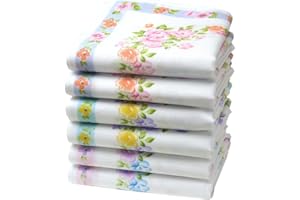 Merrysquare - Pañuelos Floreados de Señora - 40cm x 40cm - 6 Unidades - 100% algodón (Annette)