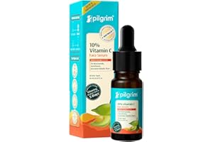 Pilgrim 10% Vitamin C Face Serum For Daily Brightness 10 ml | Face serum for glowing skin | Reduces Dark Spots & Evens Skin Tone | Fragrance Free | For Men and Women | All Skin Types |