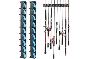 SAN LIKE Supporto verticale per canna da pesca, Porta Canne da Pesca da Muro Portacanne Parete per 18 Canne da Pesca, Porta Canne da Barca 1 paio