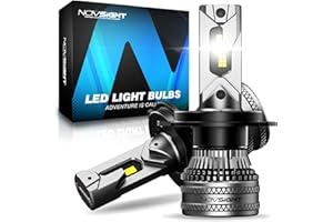 NOVSIGHT Ampoule H4 LED Voiture - 45000LM 200W 6500K Blanc Haute Puissance Mini Design, Ampoule de Phare de H4 Voiture LED 12V, Remplacement pour Kit de Conversion Halogène Auto Moto, Pack de 2