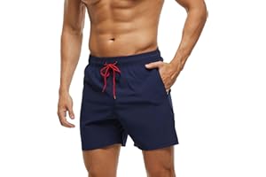 Monstoyo Costume Uomo Mare Asciugatura Rapida Costumi da Bagno Uomo Pantaloncini Mare con Tasche Zip Boxer Spiaggia Piscina Surf Fodera in Rete e Coulisse Regolabile